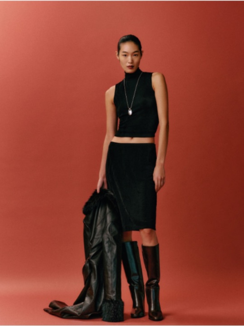 Reformation Black Midi Pencil Skirt set